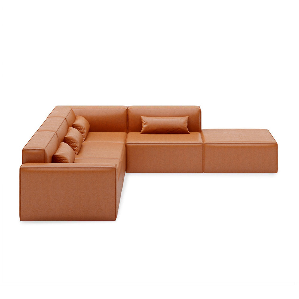 Mix Modular Leather 5 Piece Sectional Sofa - Right Facing