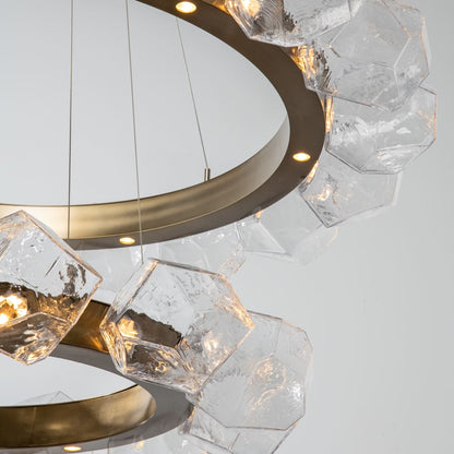 Hammerton Studio Gem 48" Wide 40 Light Hand Blown Glass LED 2 Tier Radial Ring Chandelier