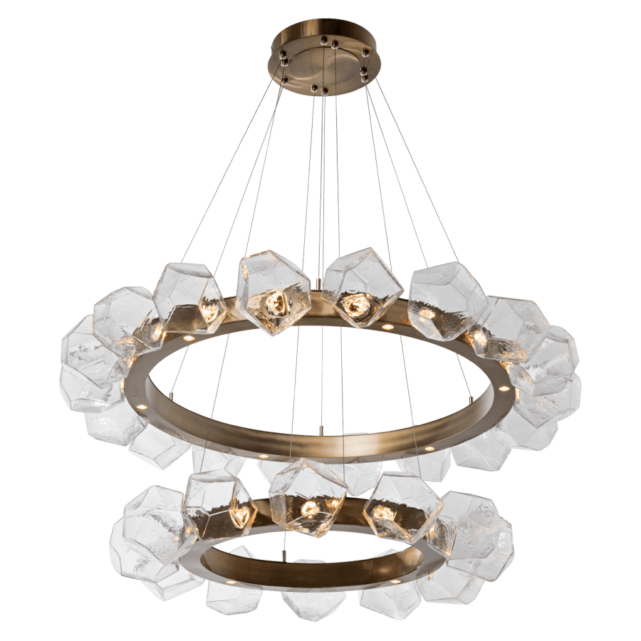 Hammerton Studio Gem 48" Wide 40 Light Hand Blown Glass LED 2 Tier Radial Ring Chandelier