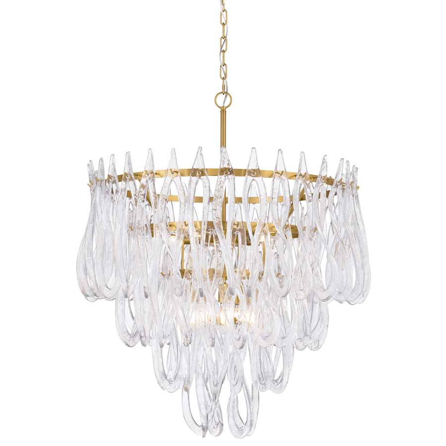Metropolitan Glassara 10 Light 32" Wide Waterfall Chandelier with Clear Handmade Glass