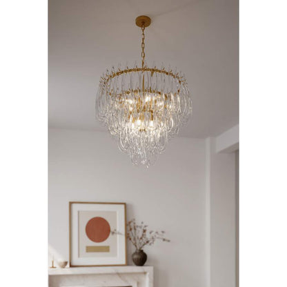 Metropolitan Glassara 10 Light 32" Wide Waterfall Chandelier with Clear Handmade Glass