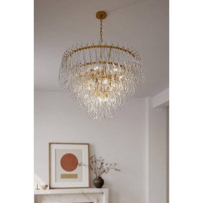 Metropolitan Glassara 15 Light 40" Wide Waterfall Chandelier with Clear Handmade Glass