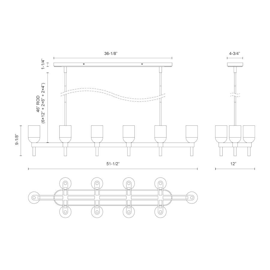 Alora Lighting Lucian 10 Light 52" Wide Linear Pendant