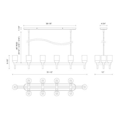 Alora Lighting Lucian 10 Light 52" Wide Linear Pendant