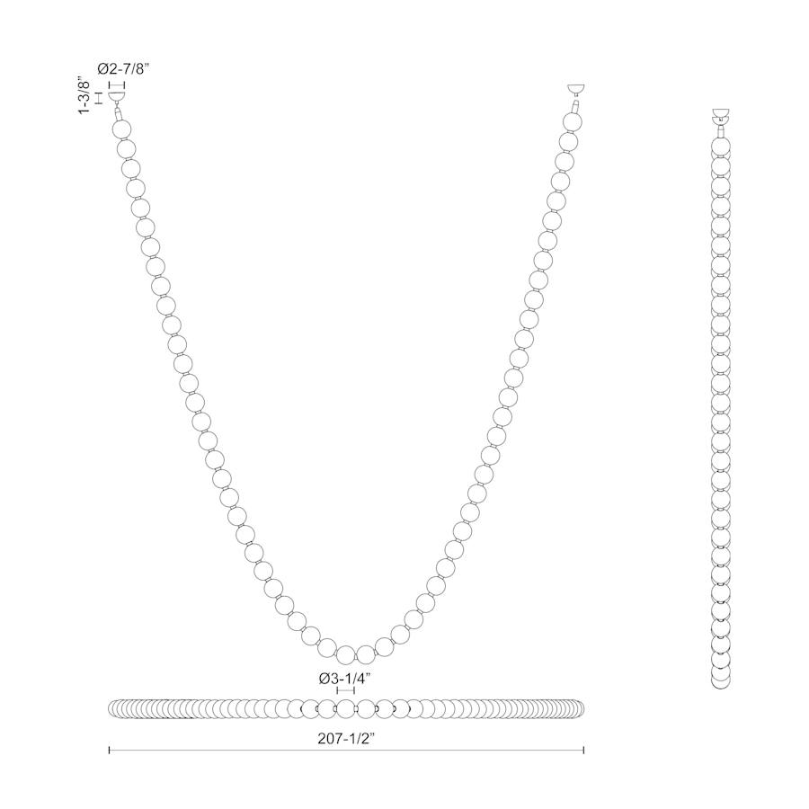Alora Lighting Akoya 208" Wide LED Linear Chandelier with White Acrylic Shades