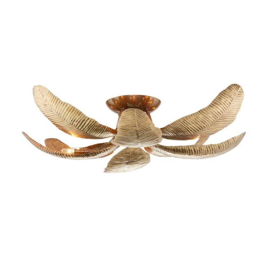 Arteriors Farah 8 Light 44" Wide Semi-Flush Ceiling Fixture with Vintage Brass Shades