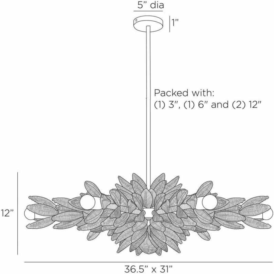 Arteriors Kasai 6 Light 37" Wide Semi-Flush Ceiling Fixture