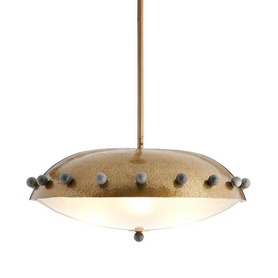 Arteriors Fenton 3 Light 24" Wide Pendant with Hammered Iron and Frosted Glass Shades
