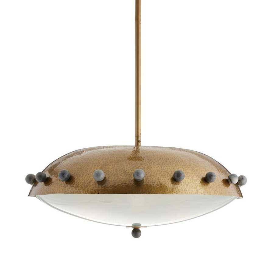 Arteriors Fenton 3 Light 24" Wide Pendant with Hammered Iron and Frosted Glass Shades