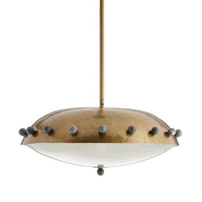 Arteriors Fenton 3 Light 24" Wide Pendant with Hammered Iron and Frosted Glass Shades