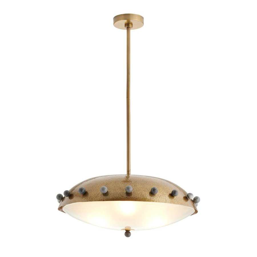 Arteriors Fenton 3 Light 24" Wide Pendant with Hammered Iron and Frosted Glass Shades