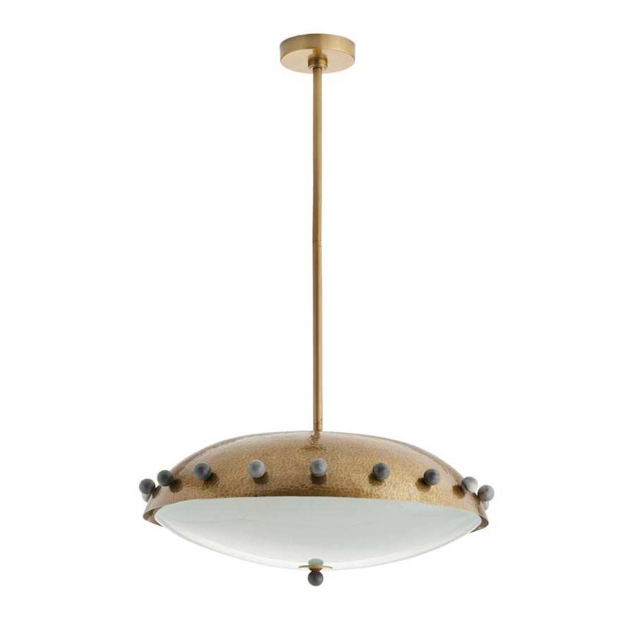 Arteriors Fenton 3 Light 24" Wide Pendant with Hammered Iron and Frosted Glass Shades