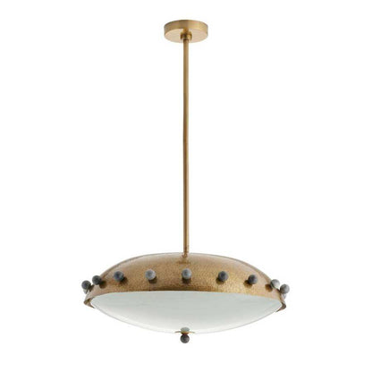 Arteriors Fenton 3 Light 24" Wide Pendant with Hammered Iron and Frosted Glass Shades