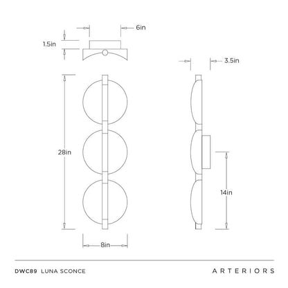 Arteriors Luna Sconce 28" Tall Wall Sconce