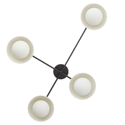 Arteriors Glaze 4 Light 45" Wide Semi-Flush Ceiling Fixture with Ceramic and Opal Glass Shades