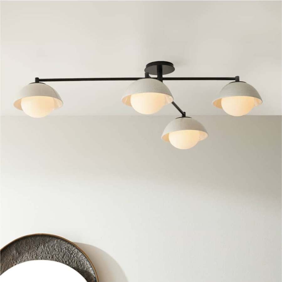 Arteriors Glaze 4 Light 45" Wide Semi-Flush Ceiling Fixture with Ceramic and Opal Glass Shades