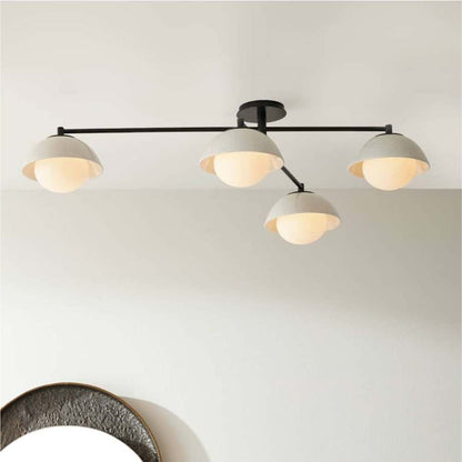 Arteriors Glaze 4 Light 45" Wide Semi-Flush Ceiling Fixture with Ceramic and Opal Glass Shades