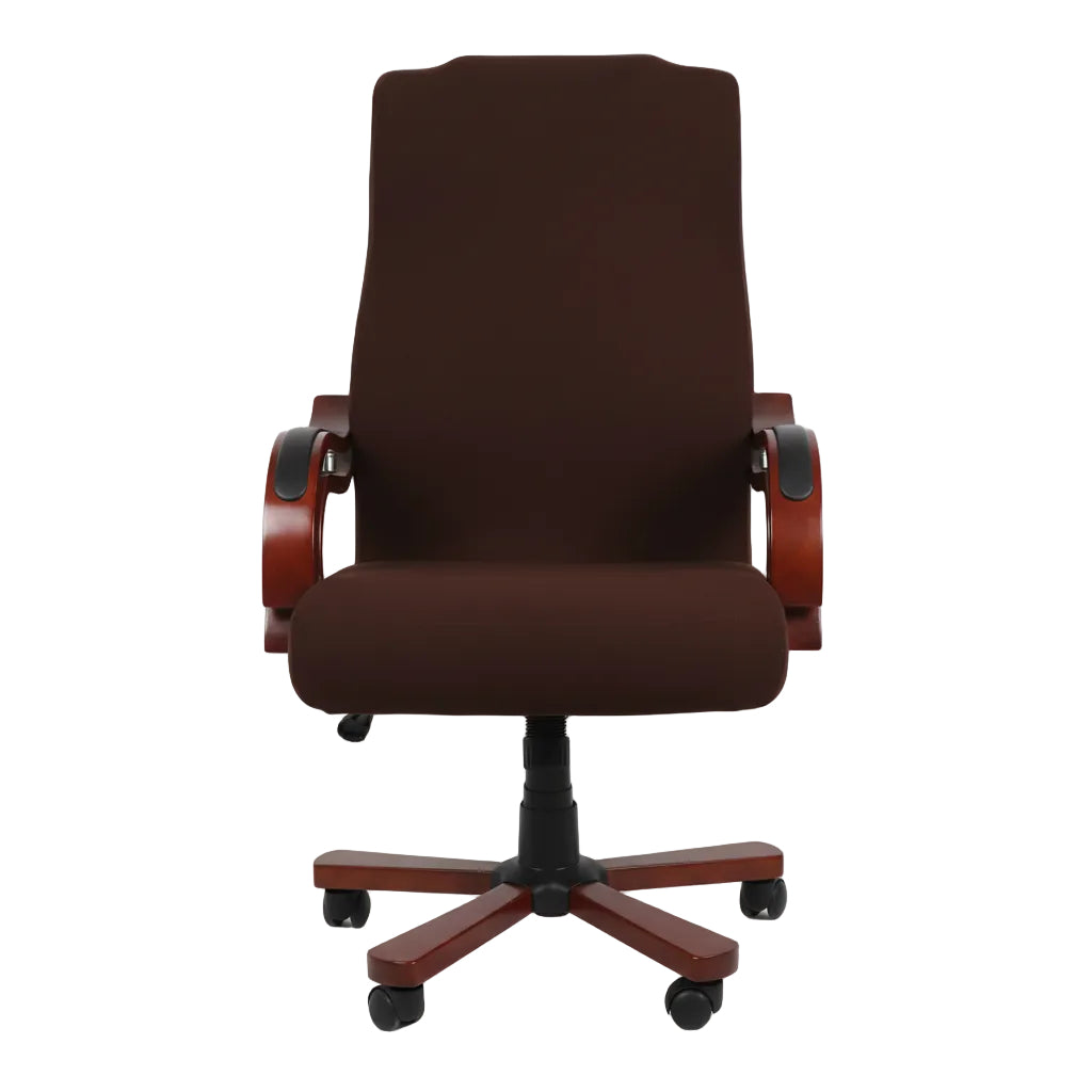 side view of one piece office chair cover with elastic fit