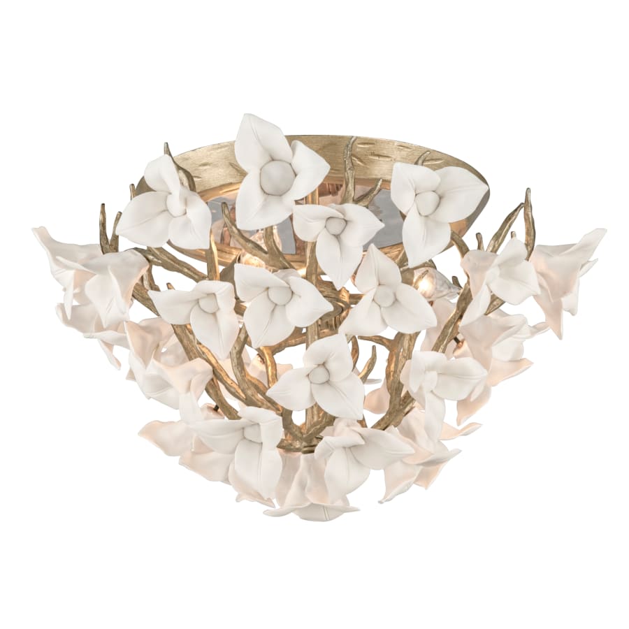 Corbett Lighting Lily 4 Light 18" Wide Flush Mount Floral Ceiling Fixture with Hand-Crafted Iron Flowers