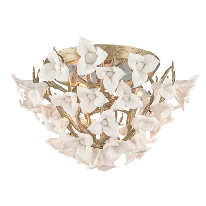 Corbett Lighting Lily 4 Light 18" Wide Flush Mount Floral Ceiling Fixture with Hand-Crafted Iron Flowers