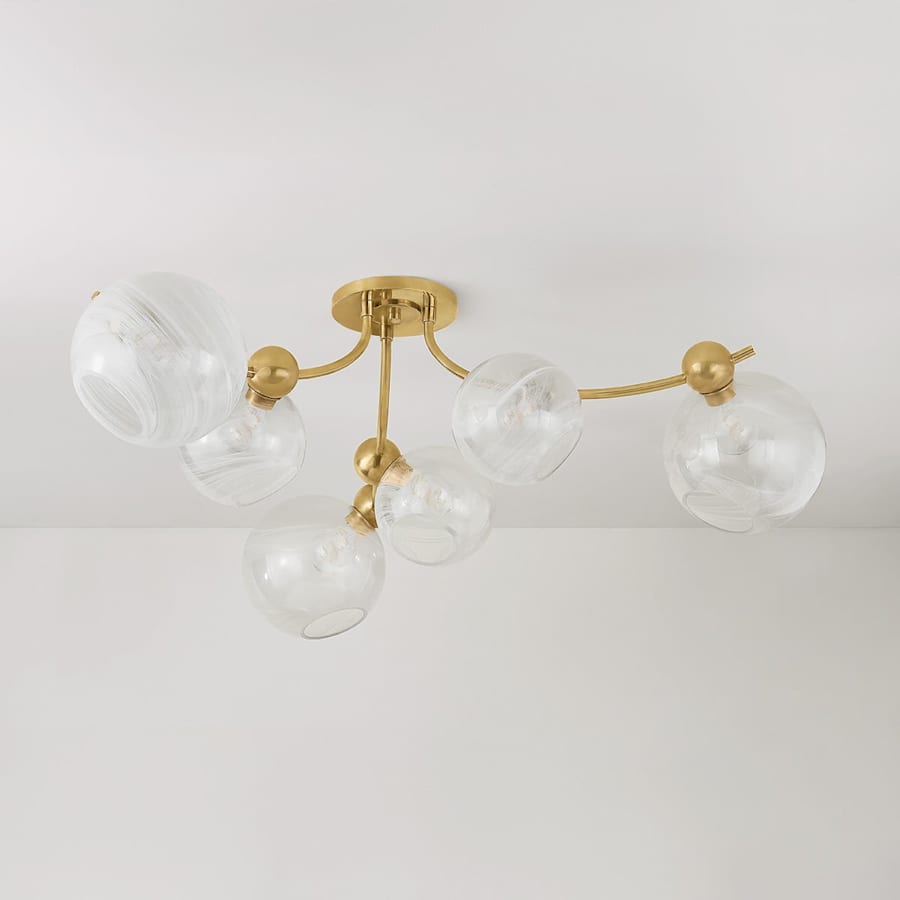 Corbett Lighting Astraia 6 Light 54" Wide Semi-Flush Ceiling Fixture