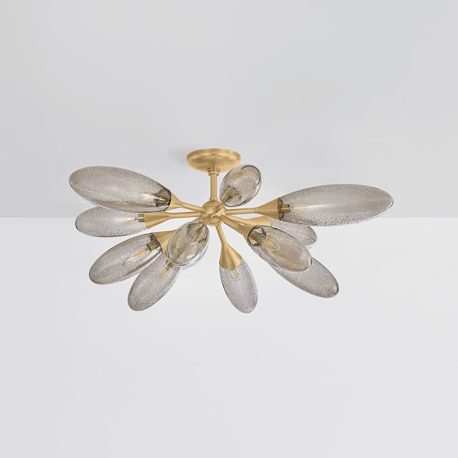 Corbett Lighting Cordoba 12 Light 40" Wide Semi-Flush Ceiling Fixture with Seedy Light Bronze Glass Shades