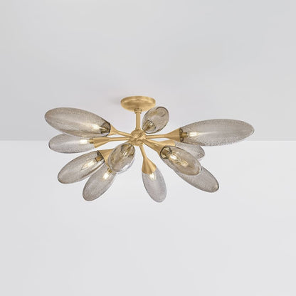 Corbett Lighting Cordoba 12 Light 40" Wide Semi-Flush Ceiling Fixture with Seedy Light Bronze Glass Shades