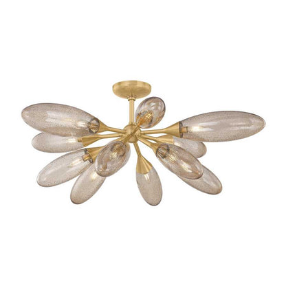 Corbett Lighting Cordoba 12 Light 40" Wide Semi-Flush Ceiling Fixture with Seedy Light Bronze Glass Shades