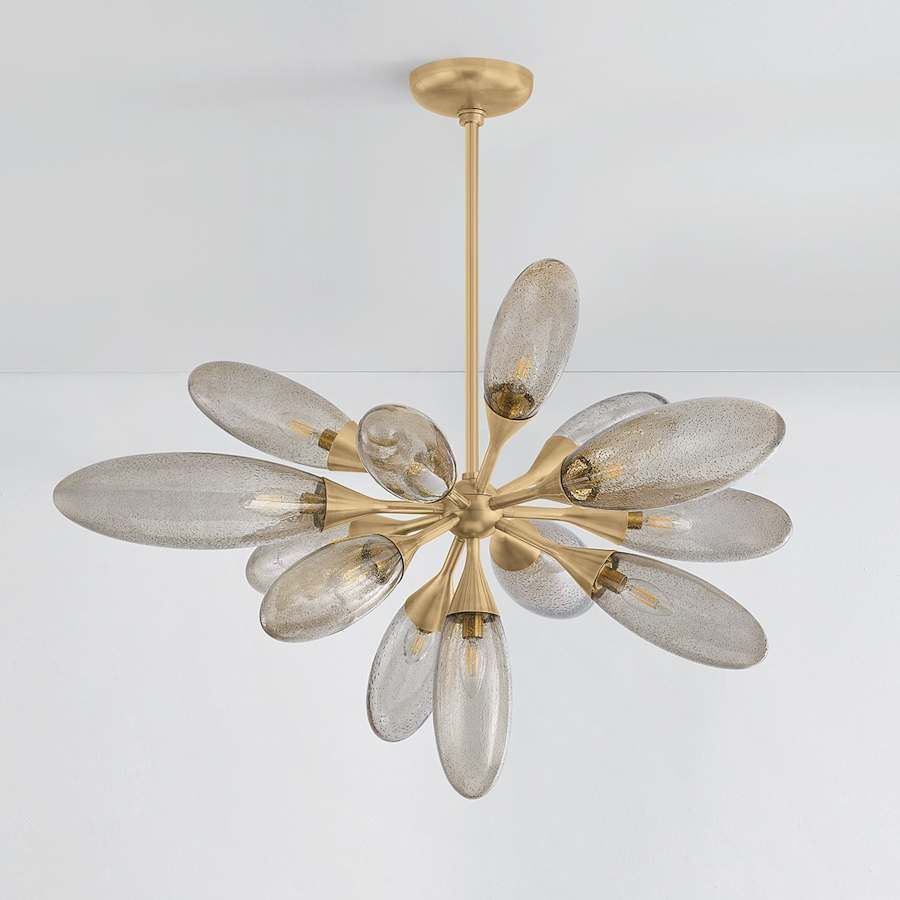 Corbett Lighting Cordoba 13 Light 40" Wide Sputnik Chandelier with Seedy Light Bronze Glass Shades