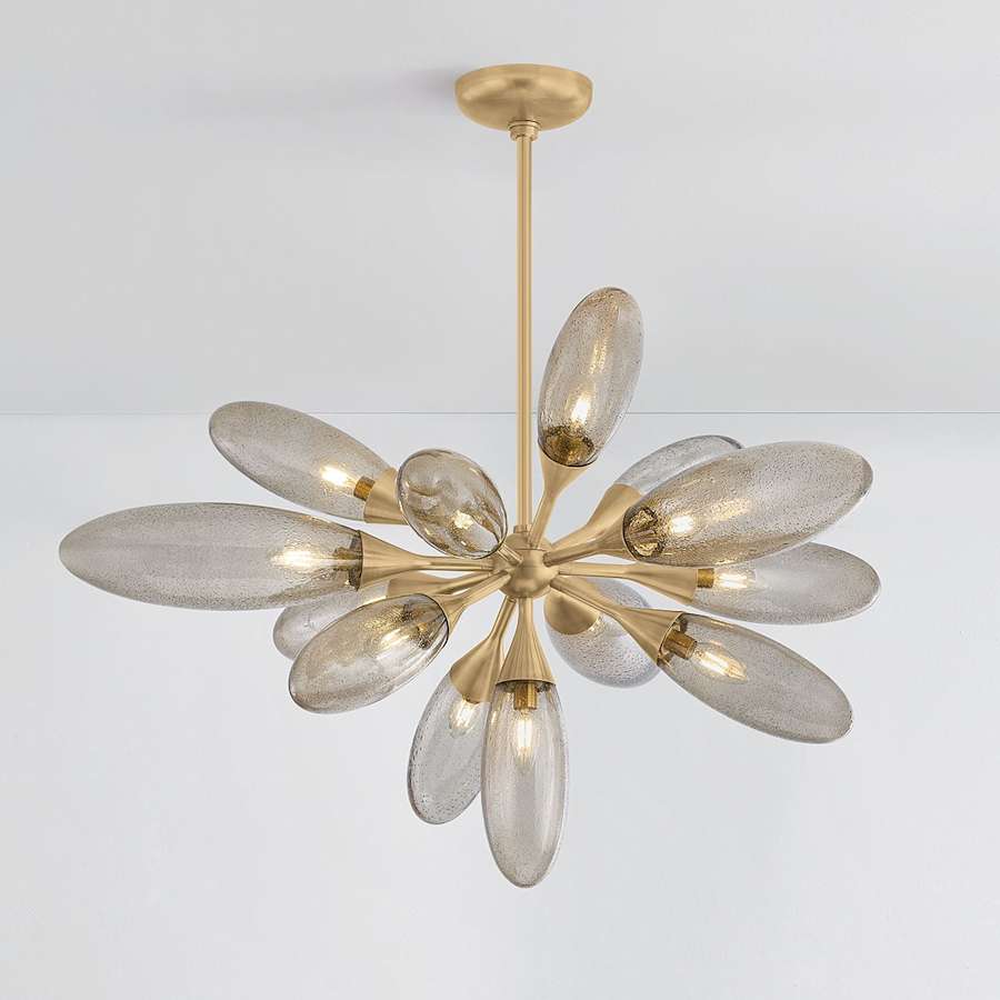 Corbett Lighting Cordoba 13 Light 40" Wide Sputnik Chandelier with Seedy Light Bronze Glass Shades