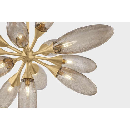 Corbett Lighting Cordoba 13 Light 40" Wide Sputnik Chandelier with Seedy Light Bronze Glass Shades