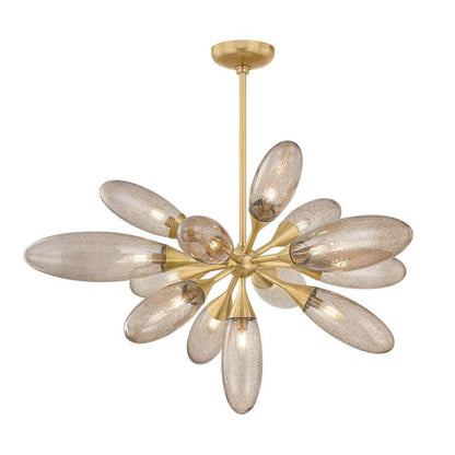 Corbett Lighting Cordoba 13 Light 40" Wide Sputnik Chandelier with Seedy Light Bronze Glass Shades