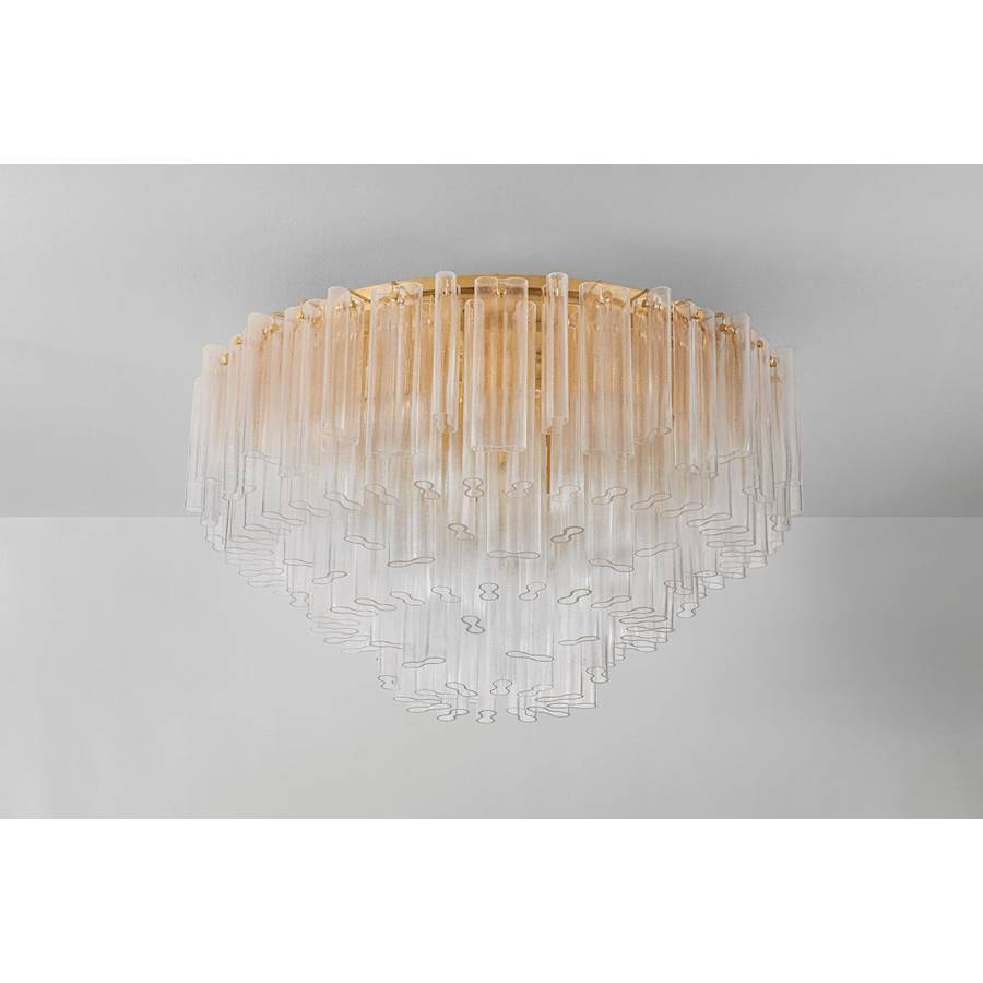 Corbett Lighting Varenna 39 Light 48" Wide Semi-Flush Waterfall Ceiling Fixture with Piastra Glass Shades