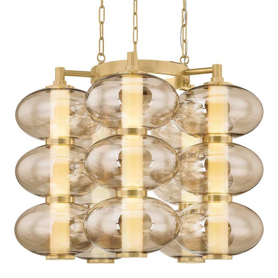 Corbett Lighting Toulouse 31" Wide LED Abstract Chandelier with Light Bronze Glass Shades