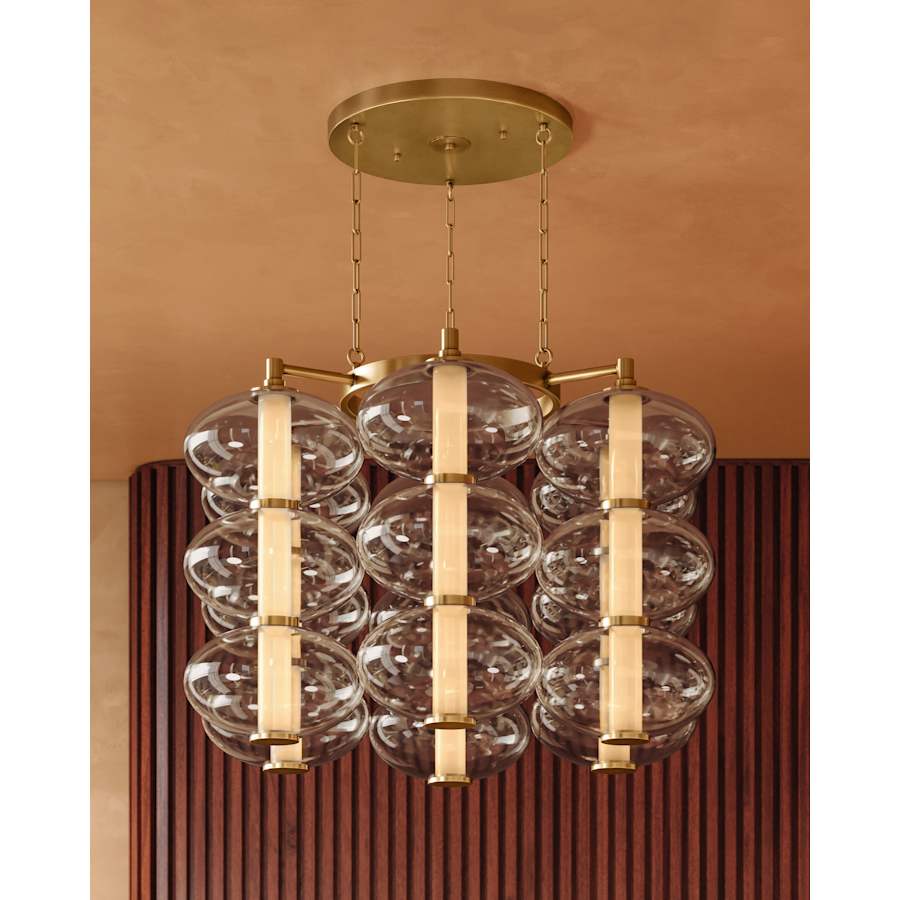 Corbett Lighting Toulouse 42" Wide LED Abstract Chandelier with Light Bronze Glass Shades