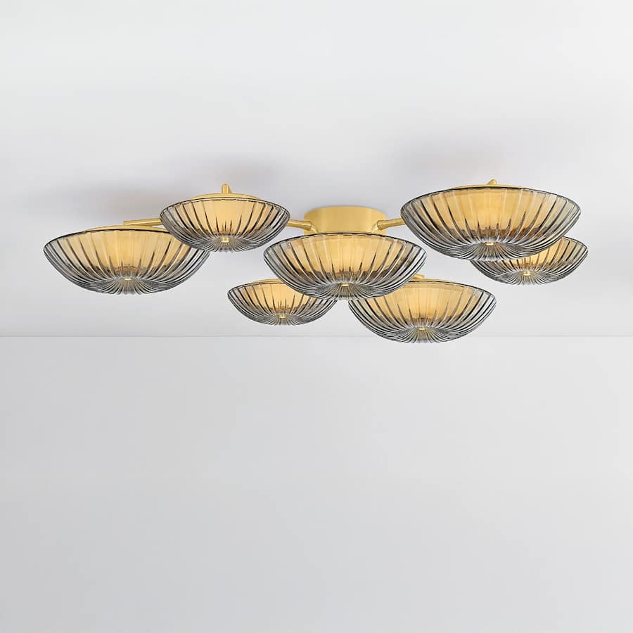 Corbett Lighting Birmingham 52" Wide LED Semi-Flush Ceiling Fixture with Piastra Glass Shades