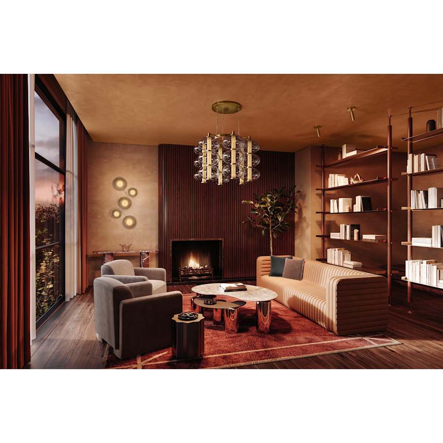 Corbett Lighting Birmingham 52" Wide LED Semi-Flush Ceiling Fixture with Piastra Glass Shades