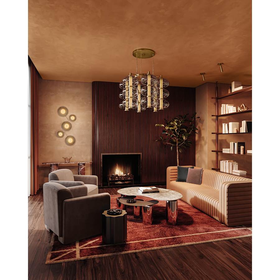 Corbett Lighting Birmingham 52" Wide LED Semi-Flush Ceiling Fixture with Piastra Glass Shades