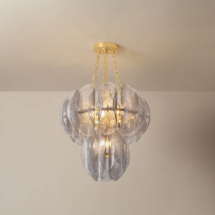 Corbett Lighting Anatase 5 Light 24" Wide Waterfall Chandelier with Remolino Blanco Glass Shades