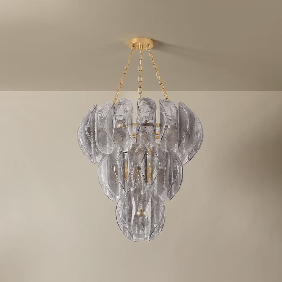 Corbett Lighting Anatase 10 Light 34" Wide Waterfall Chandelier with Remolino Blanco Glass Shades