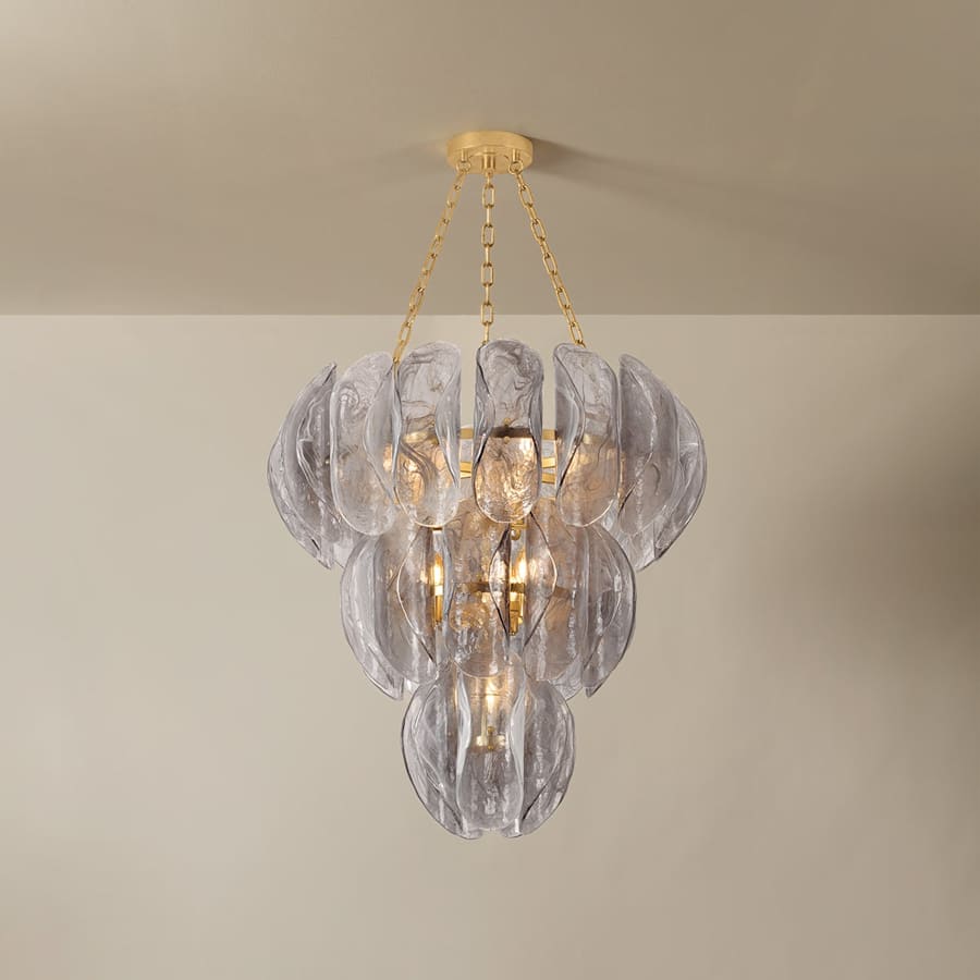 Corbett Lighting Anatase 10 Light 34" Wide Waterfall Chandelier with Remolino Blanco Glass Shades