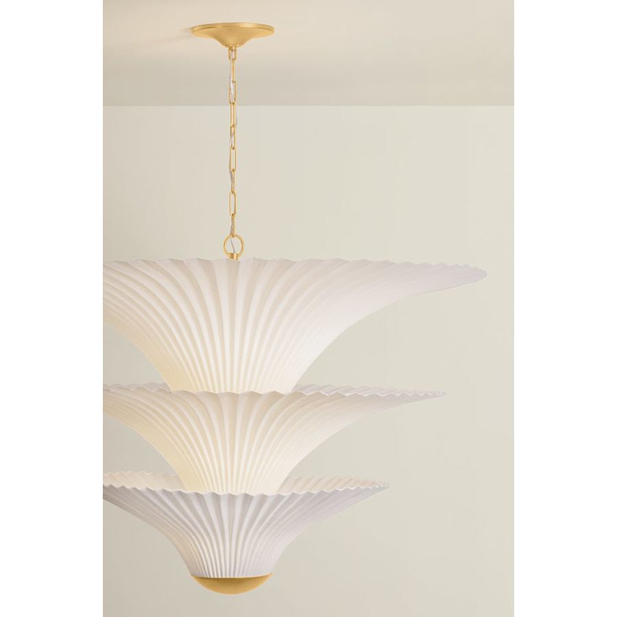 Corbett Lighting Belluno 3 Light 40" Wide Waterfall Chandelier with Pleated Paper Shades