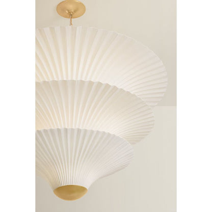 Corbett Lighting Belluno 3 Light 40" Wide Waterfall Chandelier with Pleated Paper Shades