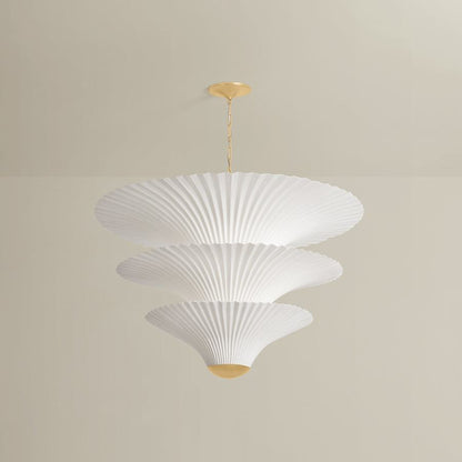 Corbett Lighting Belluno 3 Light 40" Wide Waterfall Chandelier with Pleated Paper Shades