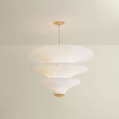 Corbett Lighting Belluno 3 Light 40" Wide Waterfall Chandelier with Pleated Paper Shades