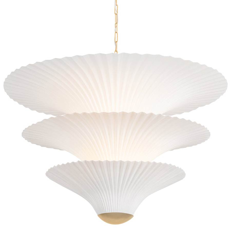 Corbett Lighting Belluno 3 Light 40" Wide Waterfall Chandelier with Pleated Paper Shades