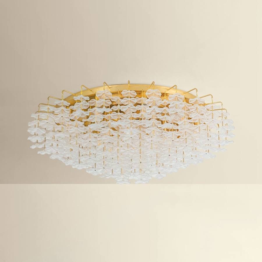 Corbett Lighting Alsace 17 Light 36" Wide Semi-Flush Waterfall Ceiling Fixture with Hanging Piastre Glass