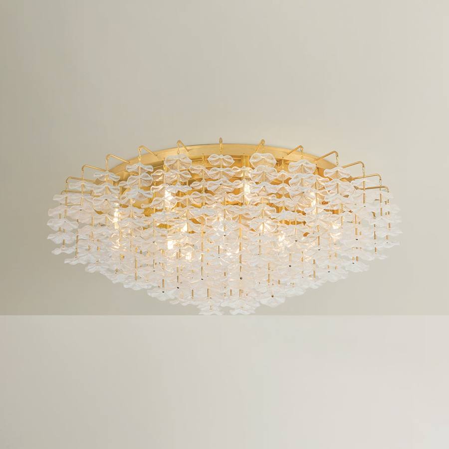 Corbett Lighting Alsace 17 Light 36" Wide Semi-Flush Waterfall Ceiling Fixture with Hanging Piastre Glass