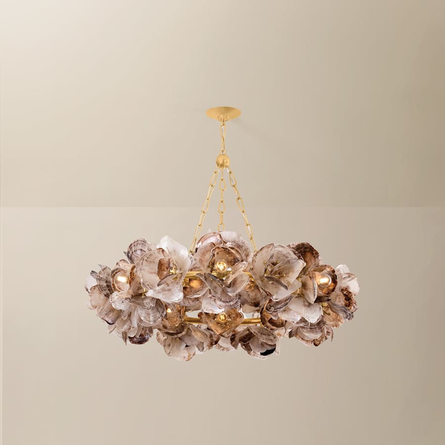 Corbett Lighting Galle 14 Light 40" Wide Abstract Chandelier with Oyster Shell Shades