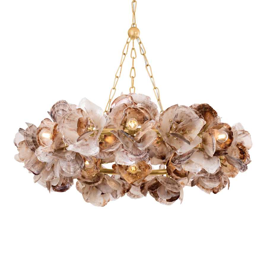 Corbett Lighting Galle 14 Light 40" Wide Abstract Chandelier with Oyster Shell Shades